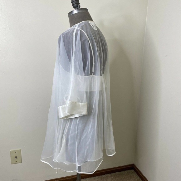 Vintage Intimo Amore Chemise with Robe Ivory set Sheer Satin Small - Picture 9 of 10